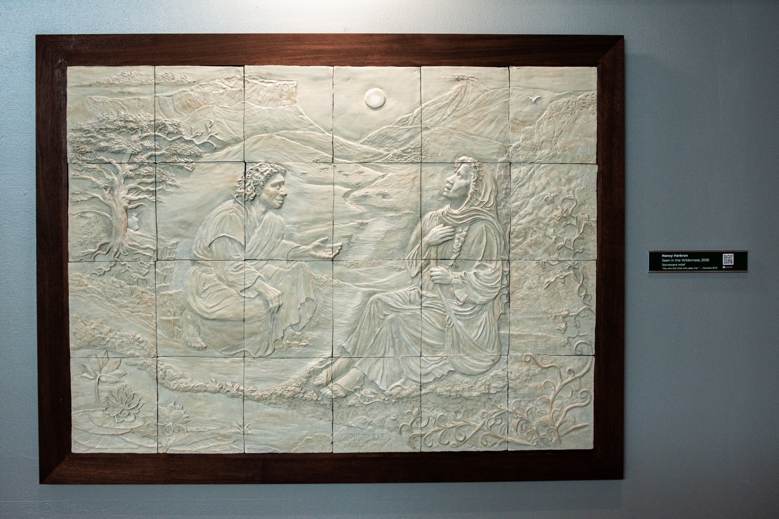 Seen in the Wilderness installed at Grace Church in Westfield, Indiana, with interpretive plaque