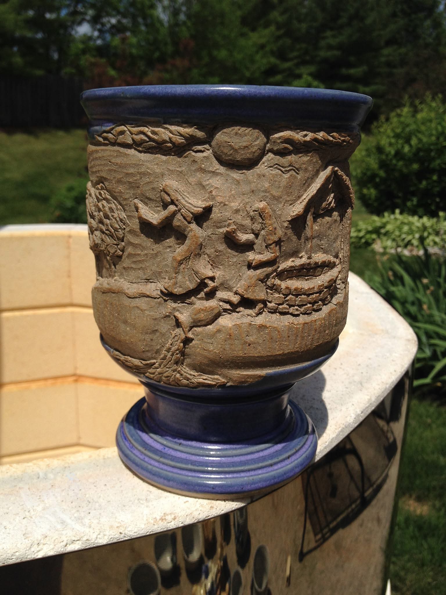 The Samaritan Woman narrative relief vessel by Nancy Harbron